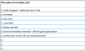 value of index card