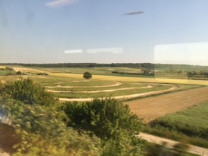 view from the train of the French countryside